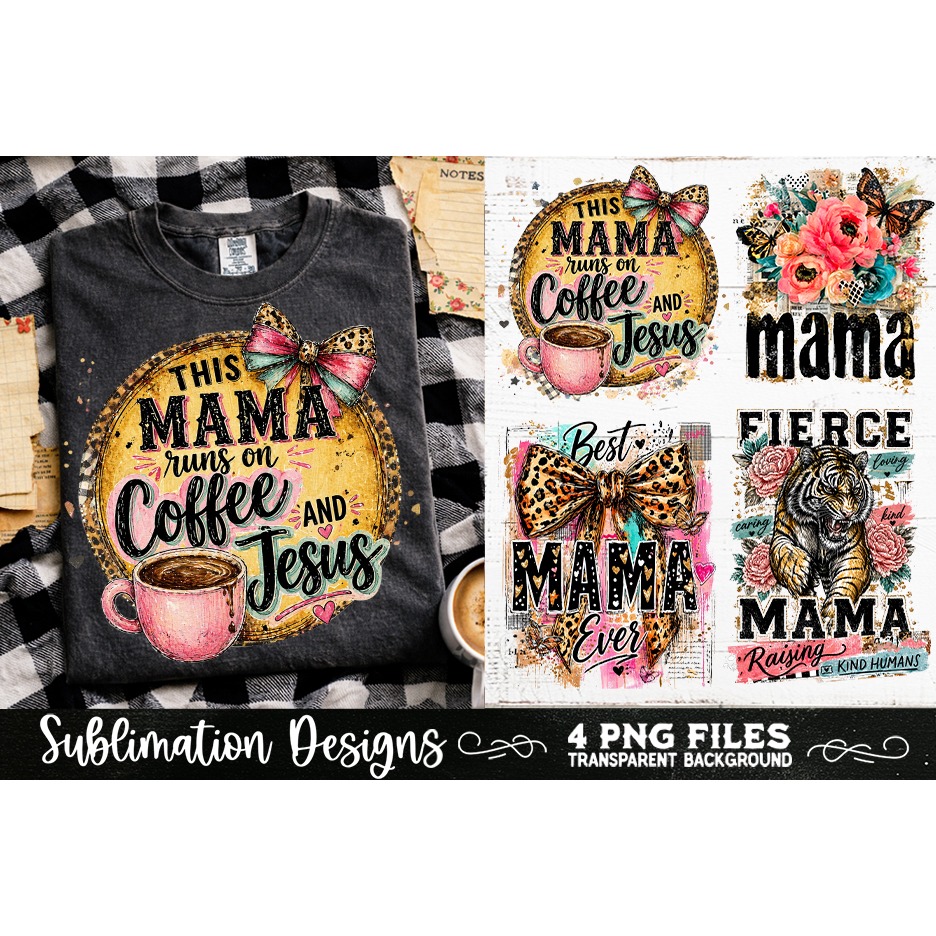Trendy Mama PNG , Retro Collage Mama 4 Designs Sublimation (8) 7