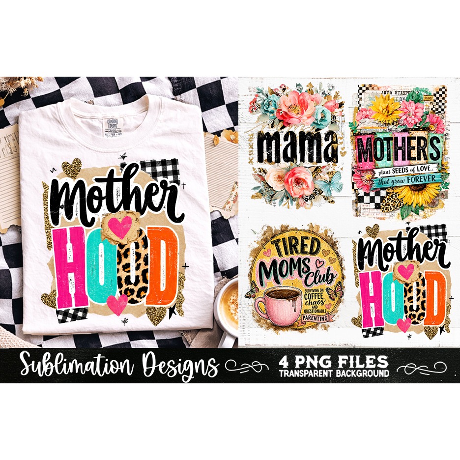 Trendy Mama PNG , Retro Collage Mama 4 Designs Sublimation (9) 2
