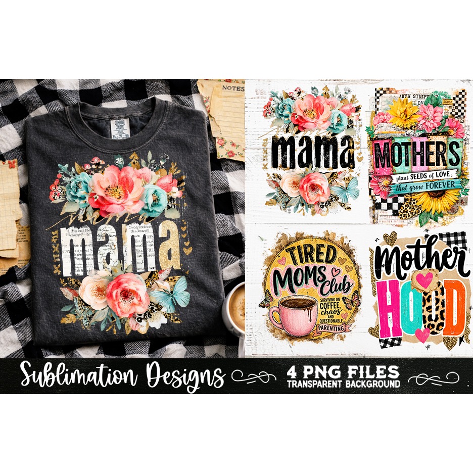 Trendy Mama PNG , Retro Collage Mama 4 Designs Sublimation (9) 3