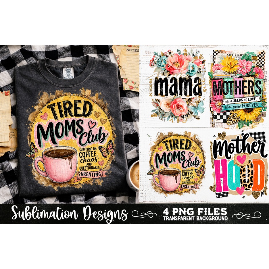 Trendy Mama PNG , Retro Collage Mama 4 Designs Sublimation (9) 4