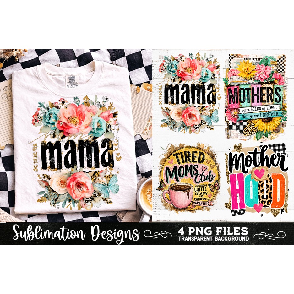 Trendy Mama PNG , Retro Collage Mama 4 Designs Sublimation (9) 7