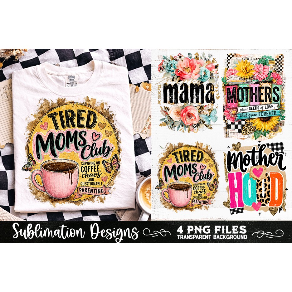 Trendy Mama PNG , Retro Collage Mama 4 Designs Sublimation (9) 8