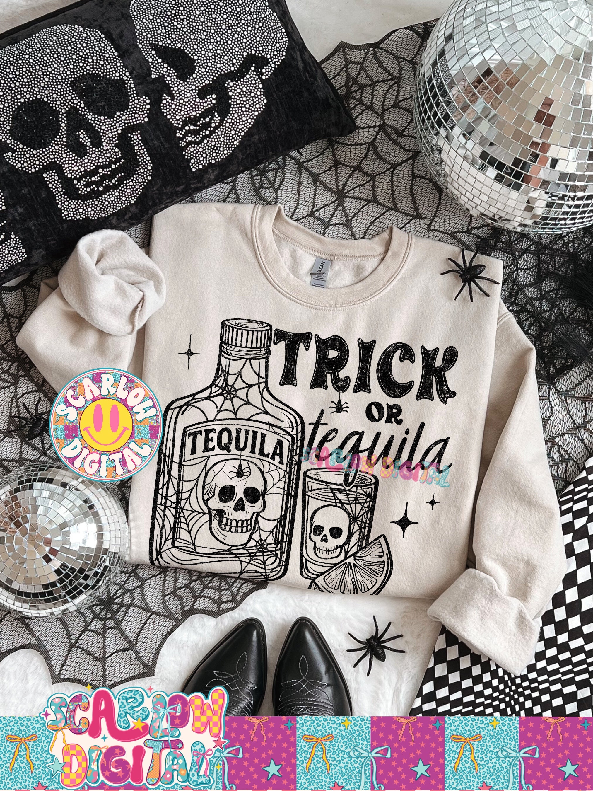 Trick or Tequila PNG Digital Design