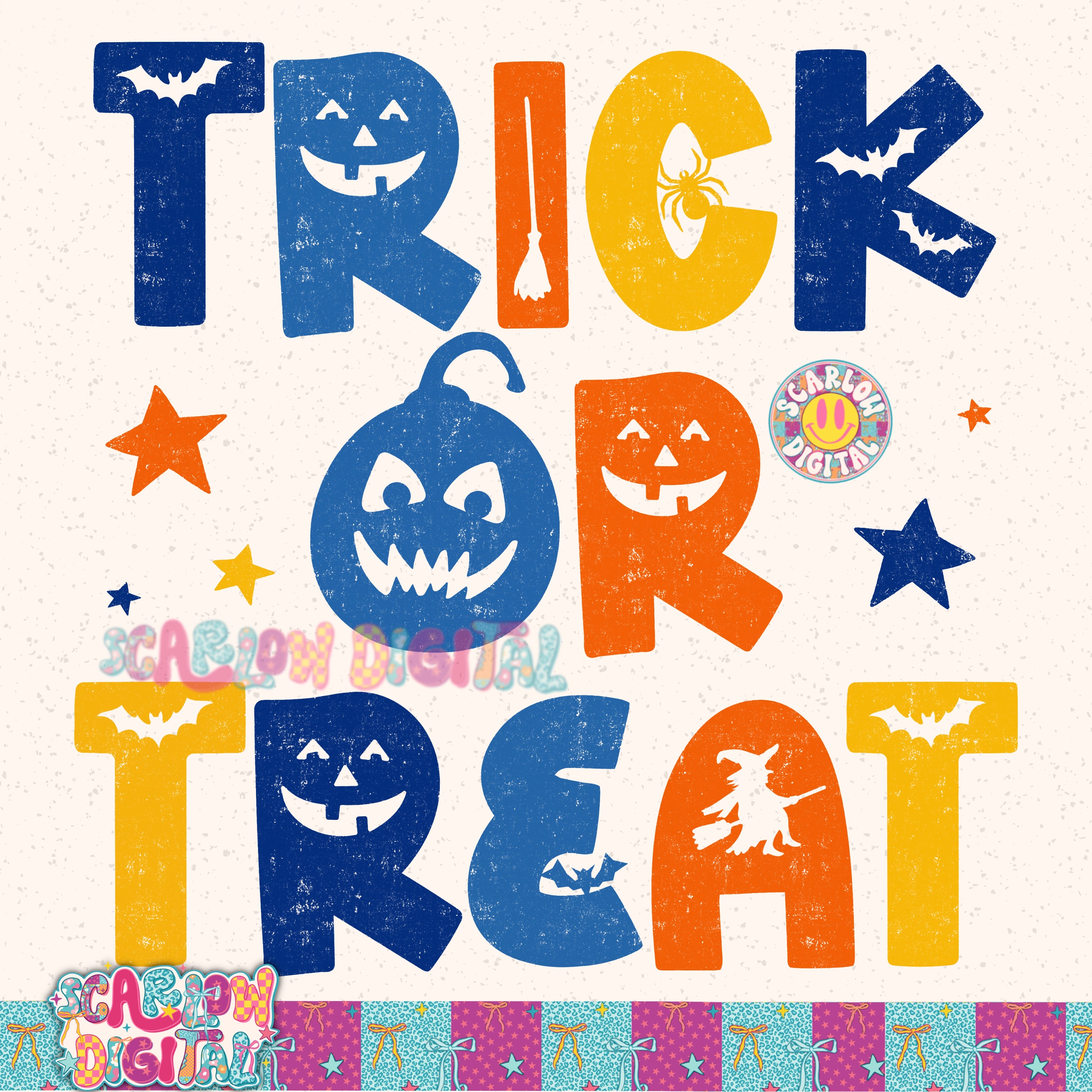 Trick or Treat in Blue PNG Digital Design 2