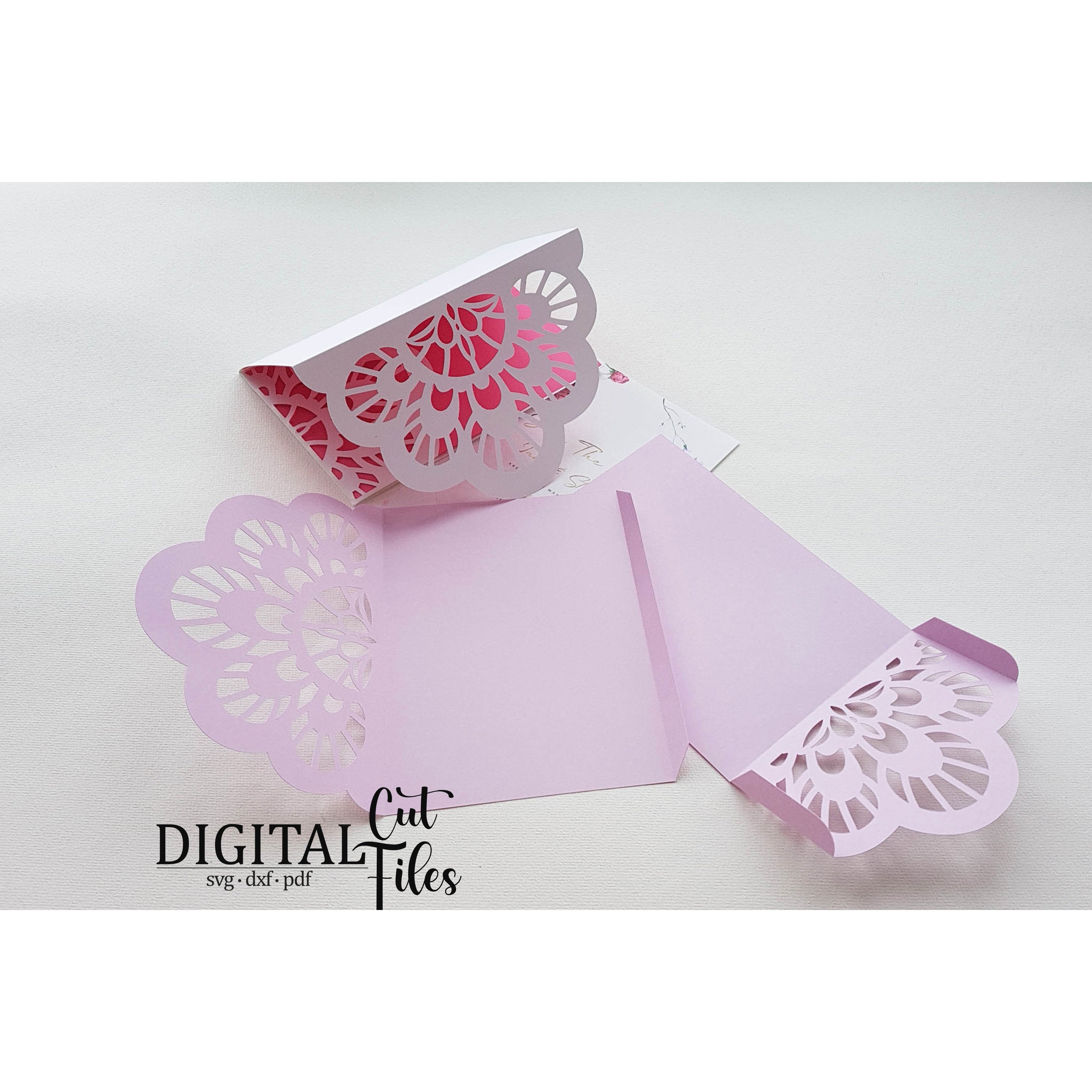 Trifold wedding invitation pocket svg dxf pdf cut file 3