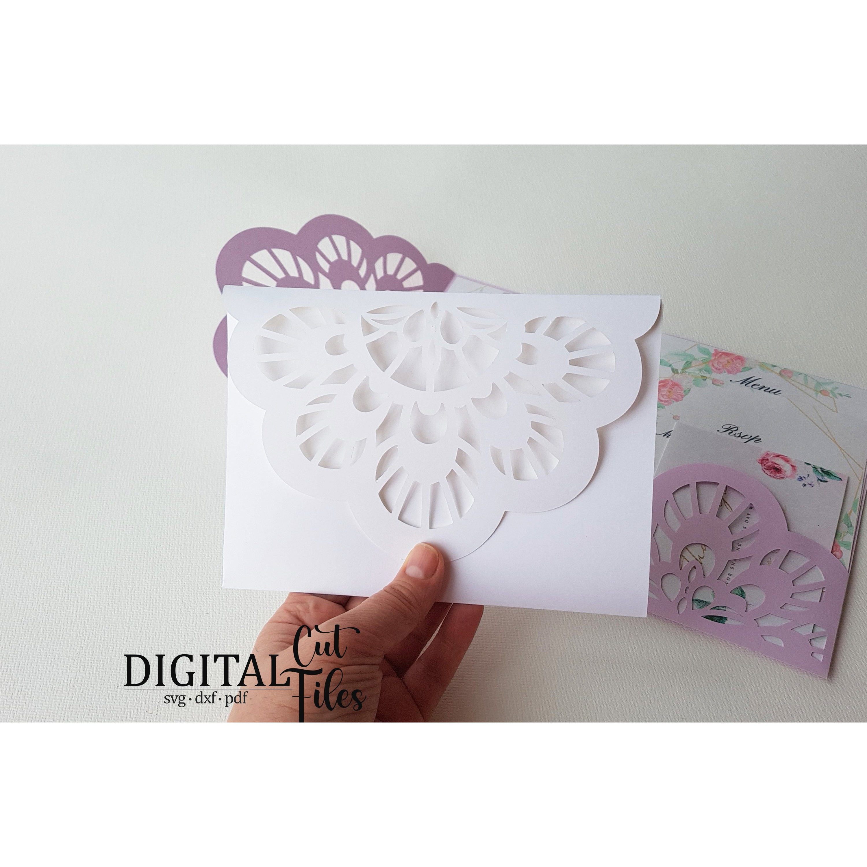 Trifold wedding invitation pocket svg dxf pdf cut file 4