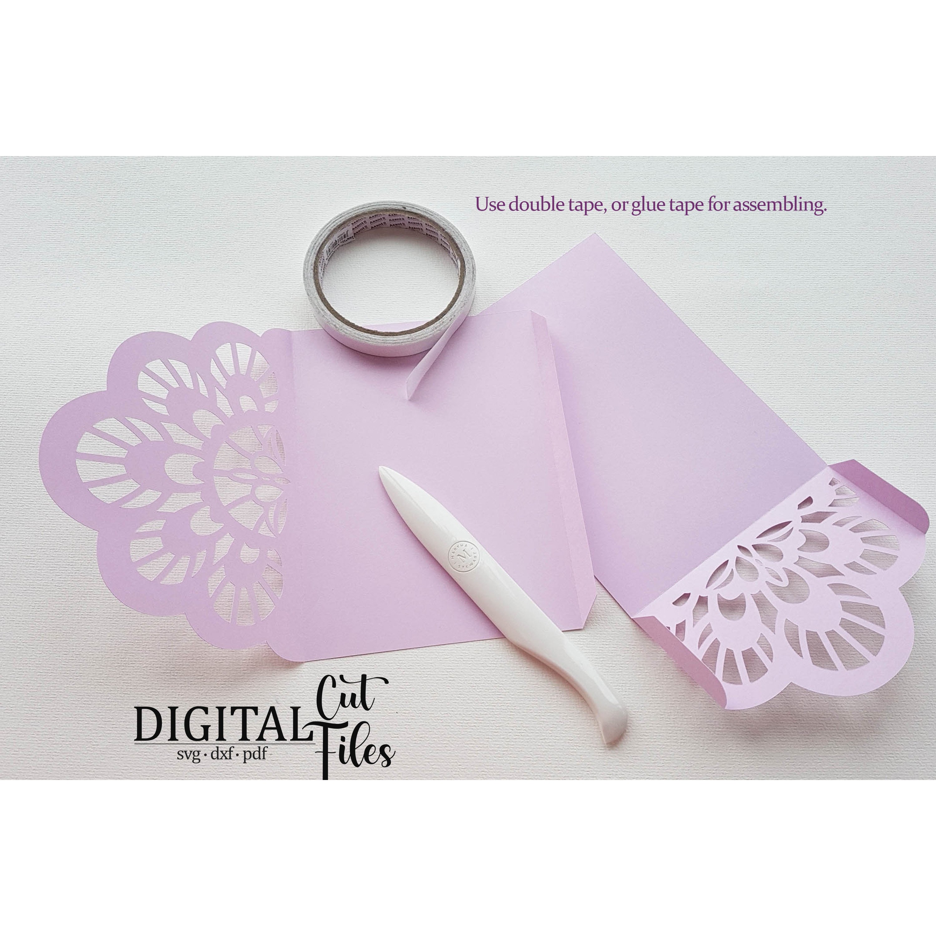 Trifold wedding invitation pocket svg dxf pdf cut file 5