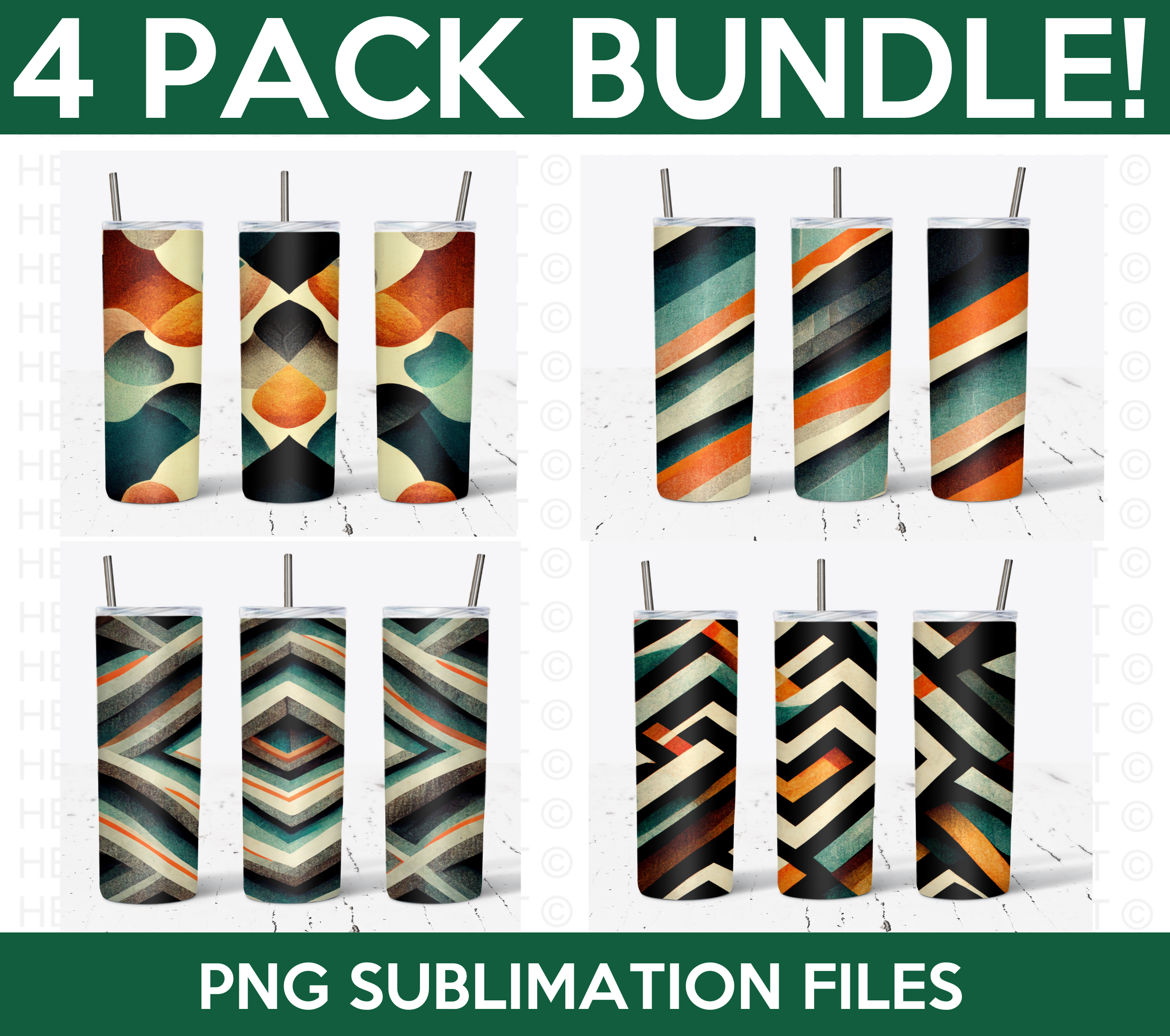 20 Oz Abstract Skinny Sublimation Tumbler Wraps Bundle