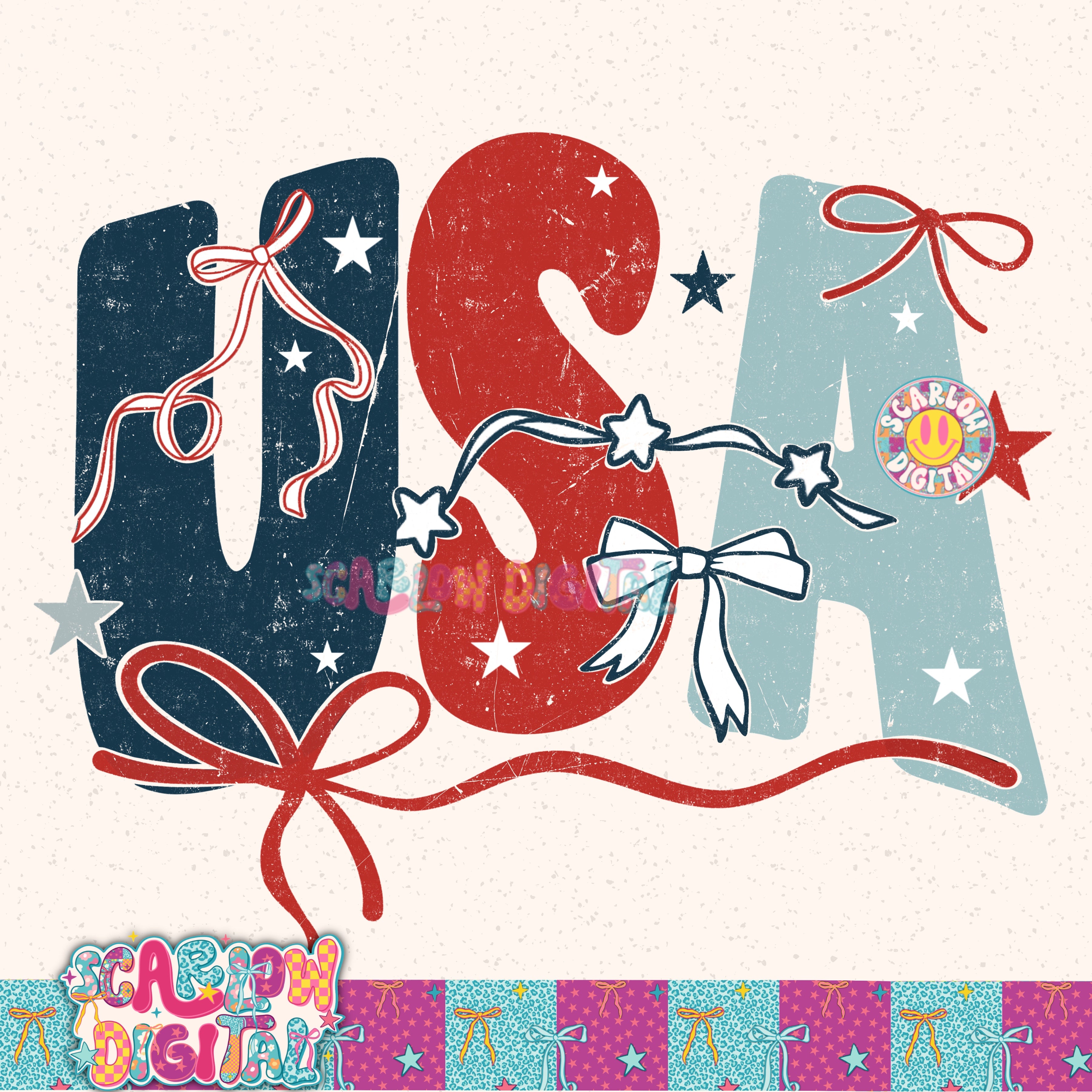 USA July 4th Patriotic PNG Digital Design 2
