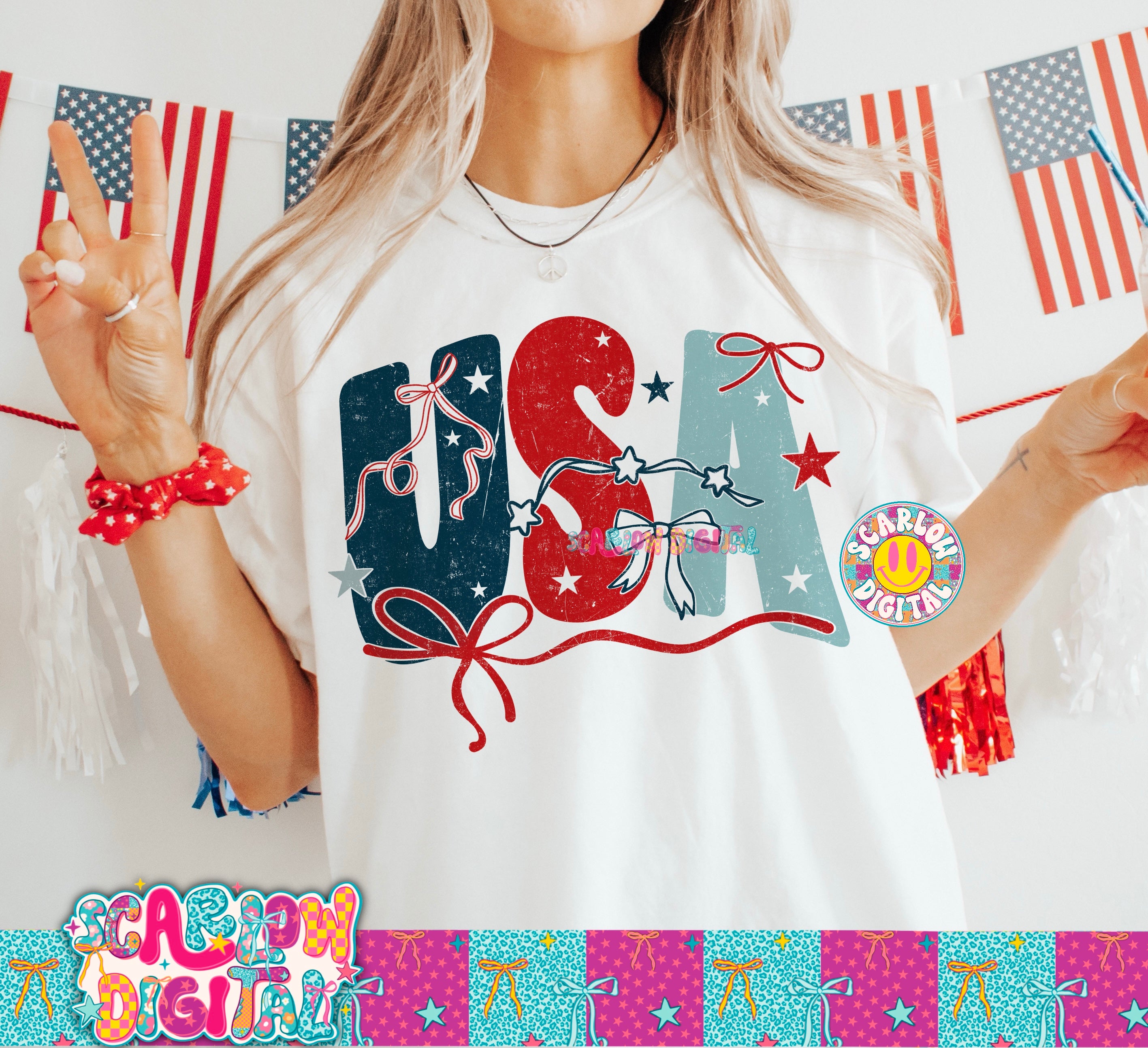 USA July 4th Patriotic PNG Digital Design 4