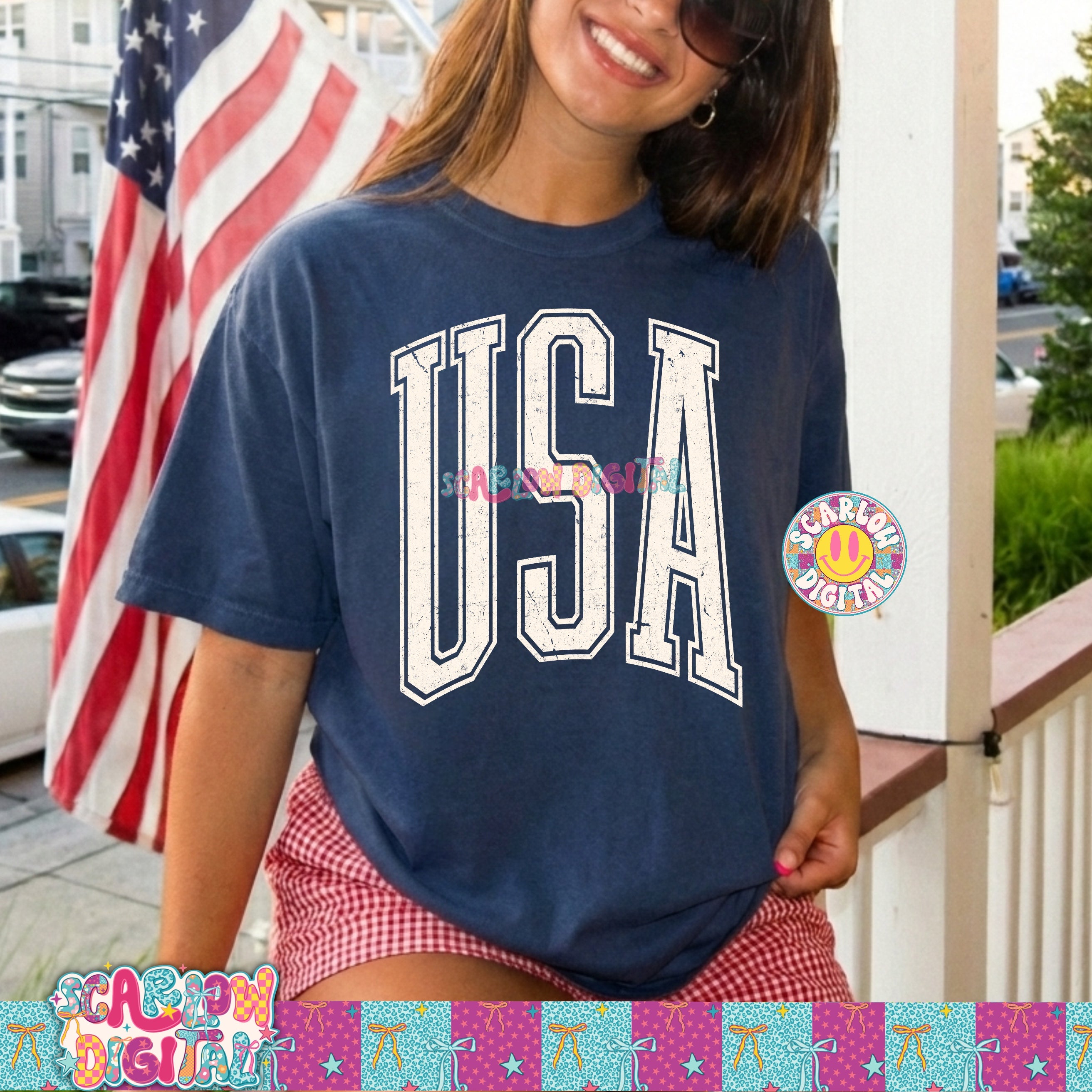 USA Oversized Varsity Letters PNG Digital Design 2