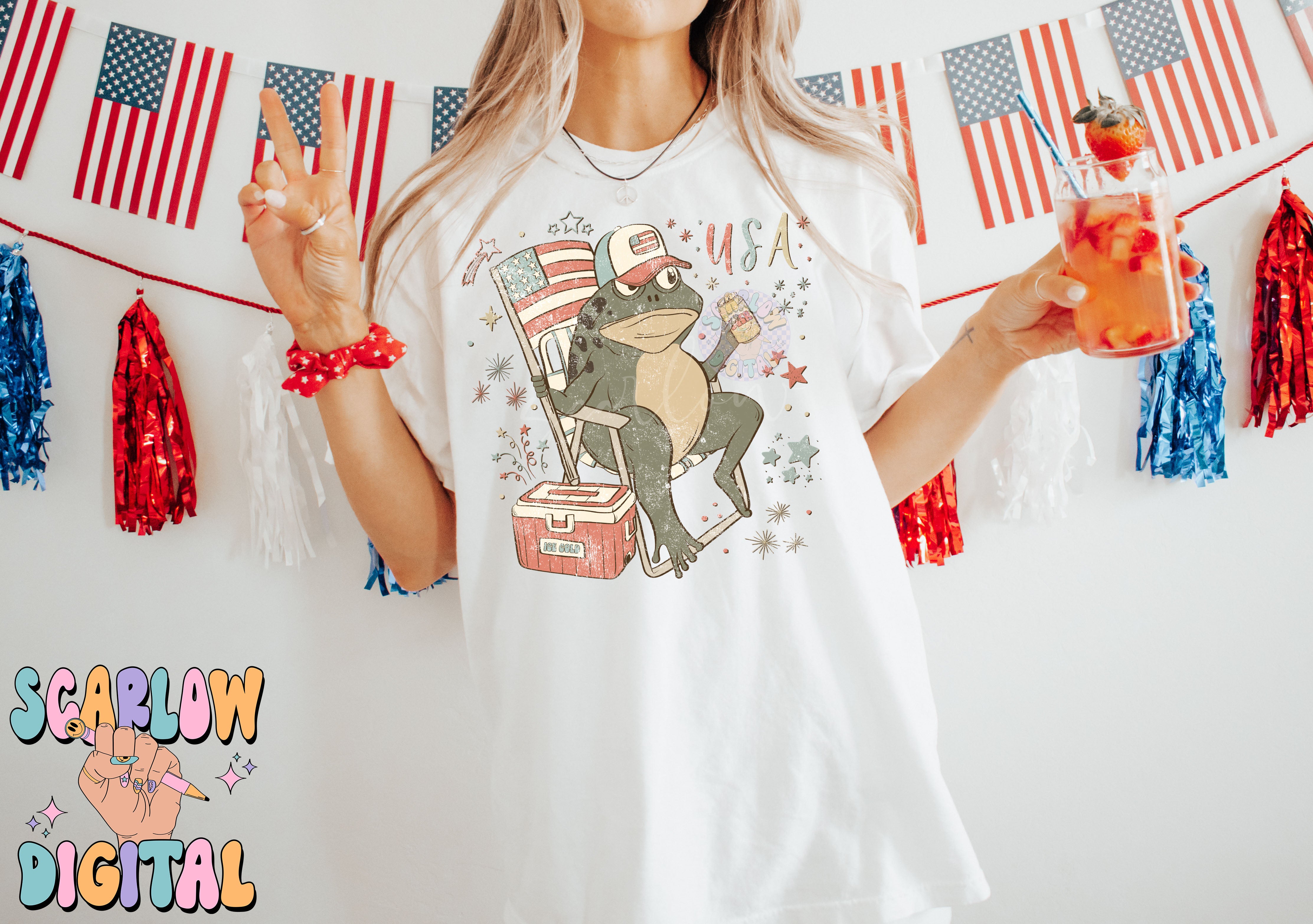 USA Frog PNG Digital Design 4