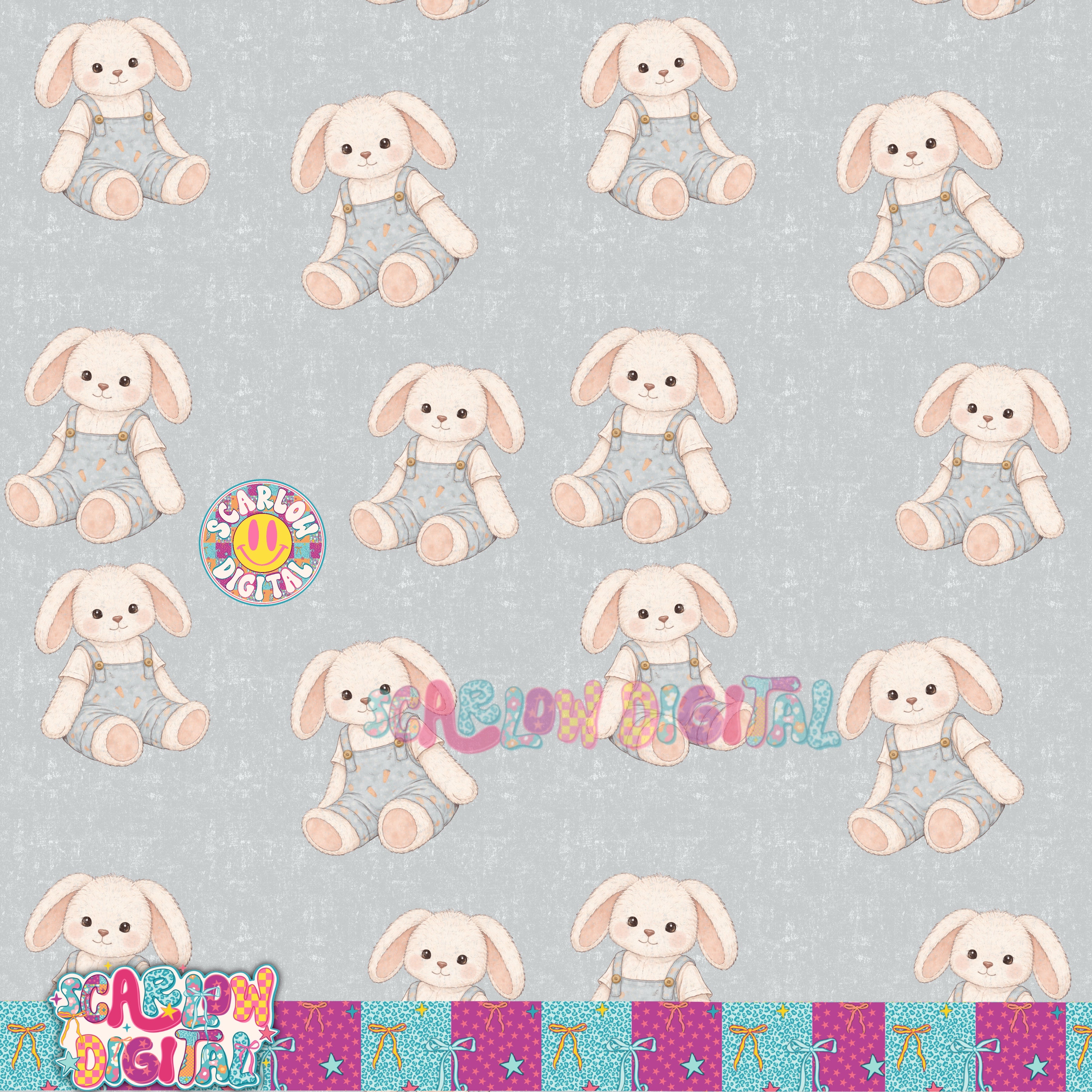 Vintage Boy Bunny Seamless Pattern Digital Design 2