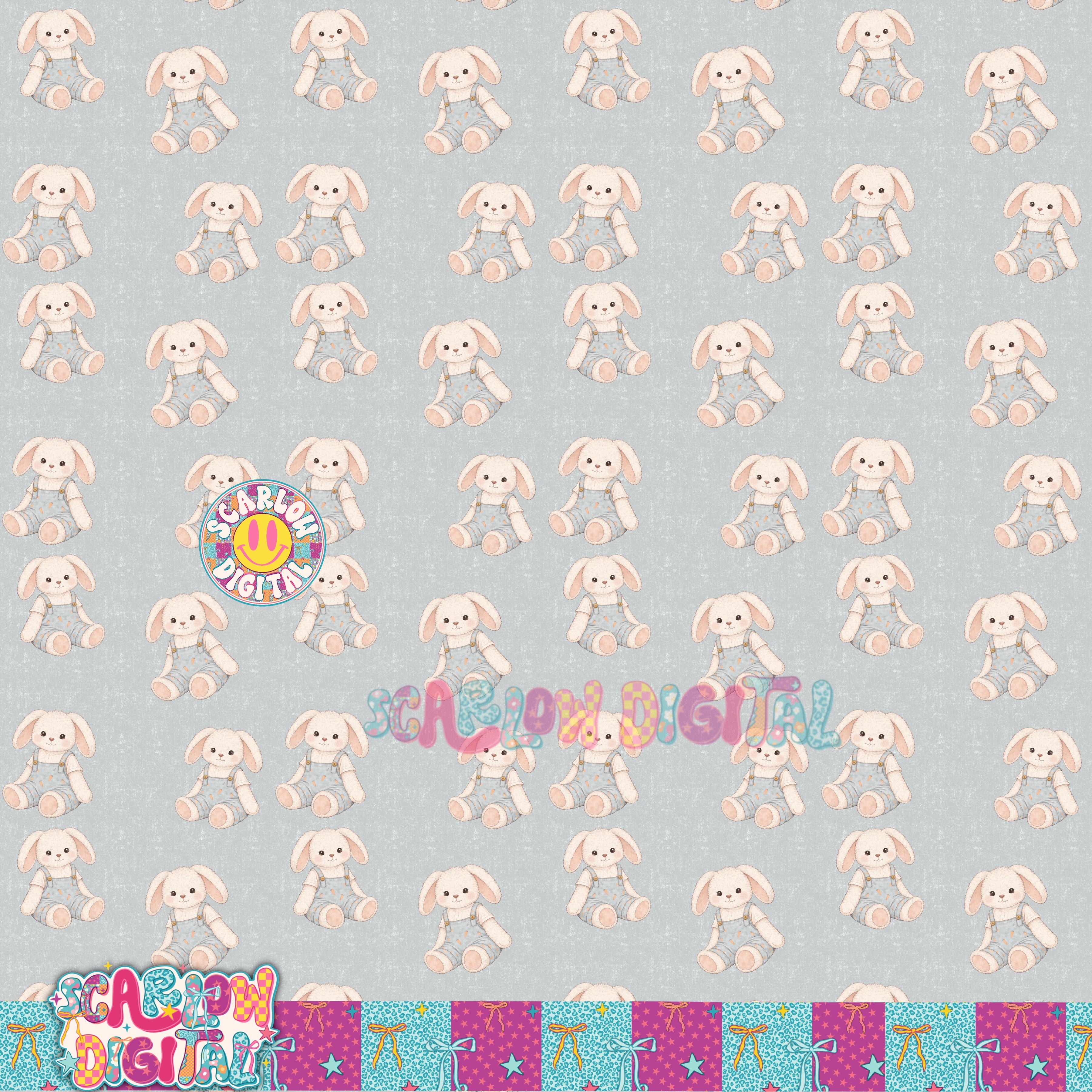 Vintage Boy Bunny Seamless Pattern Digital Design 3
