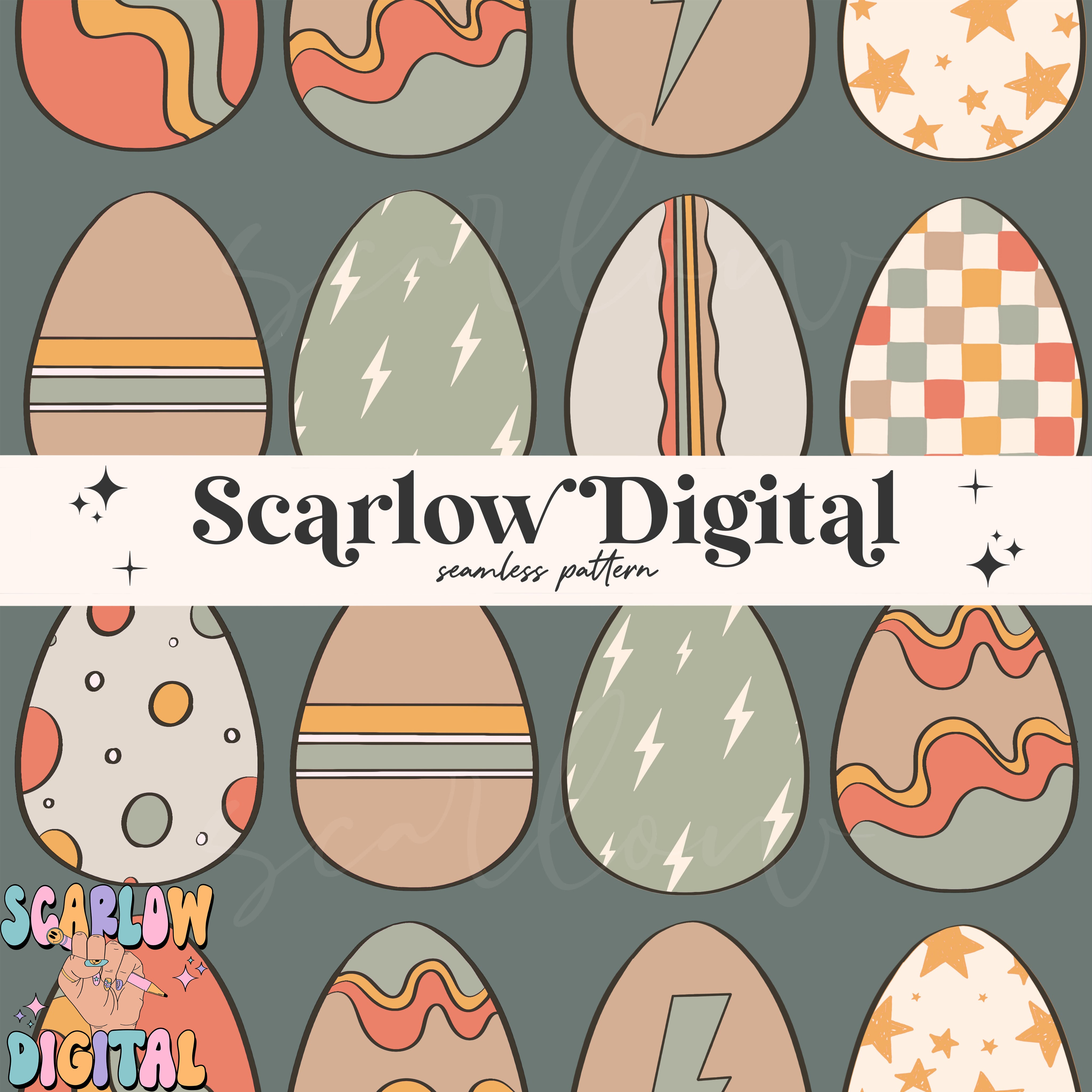 Vintage Eggs Seamless Pattern-Easter Sublimation Digital Design Download-boy seamless pattern, spring seamless file, easter seamless design 2