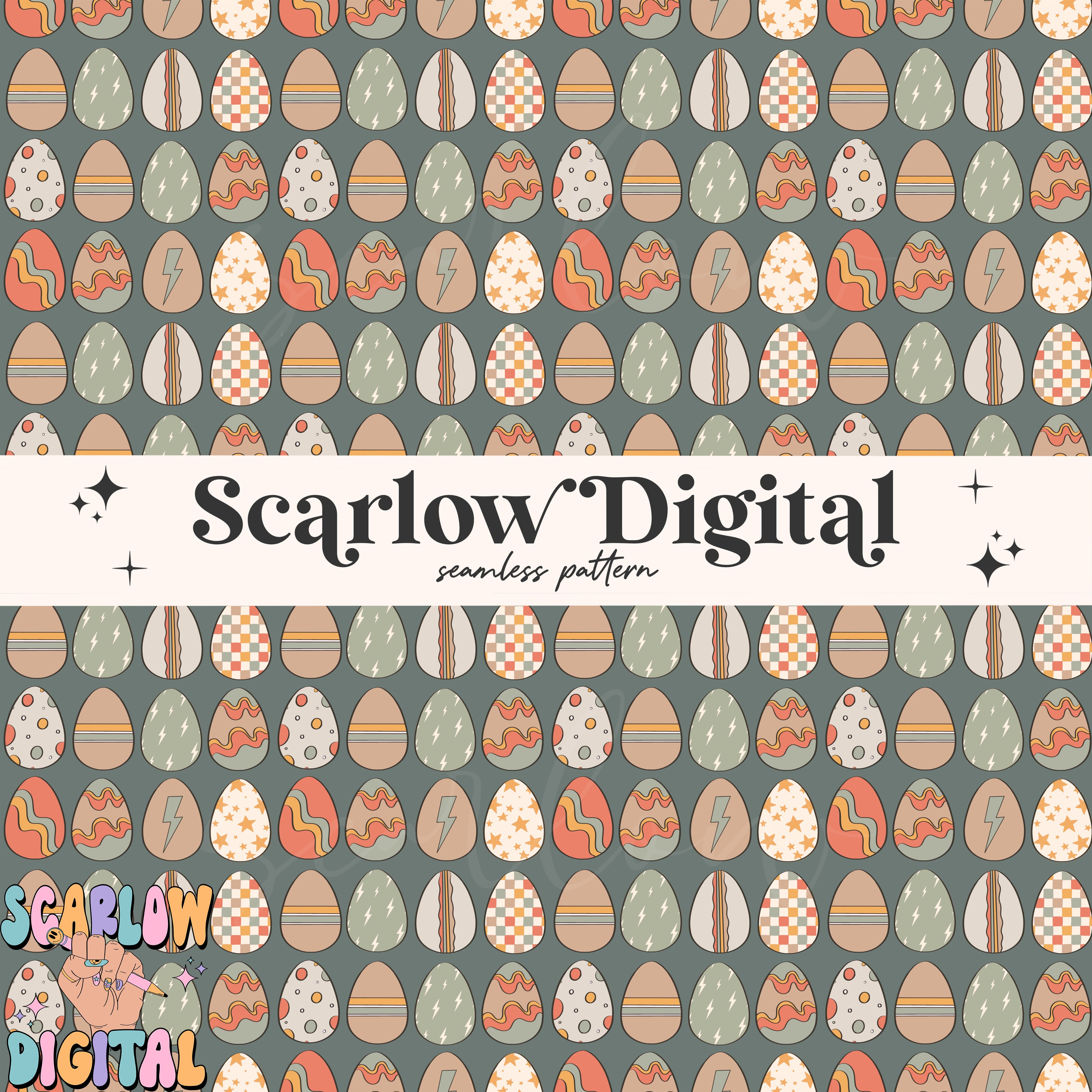 Vintage Eggs Seamless Pattern-Easter Sublimation Digital Design Download-boy seamless pattern, spring seamless file, easter seamless design 3