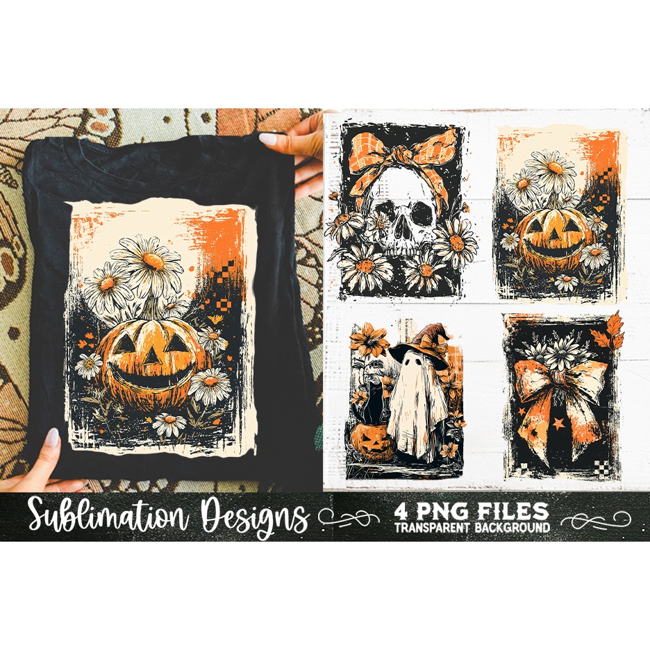 Vintage Halloween Distressed 4 PNG Retro Sublimation (10) 2