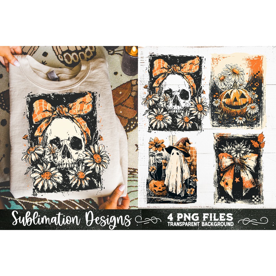 Vintage Halloween Distressed 4 PNG Retro Sublimation (10) 3