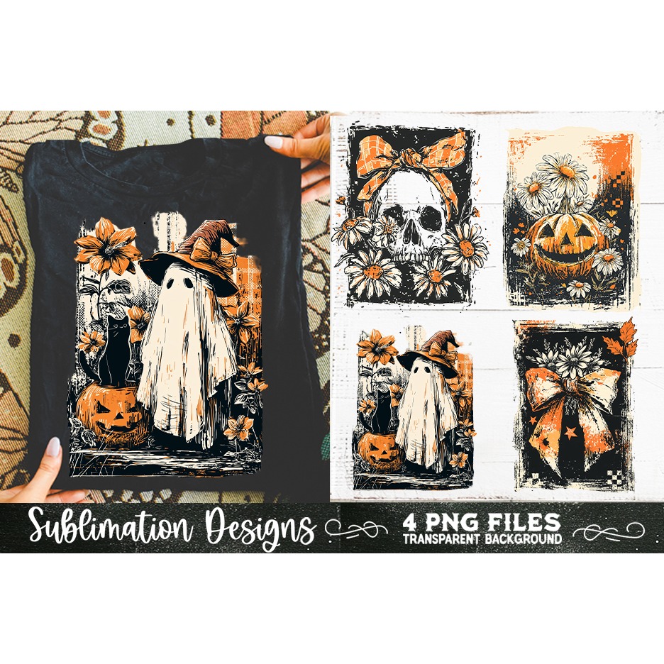 Vintage Halloween Distressed 4 PNG Retro Sublimation (10) 4