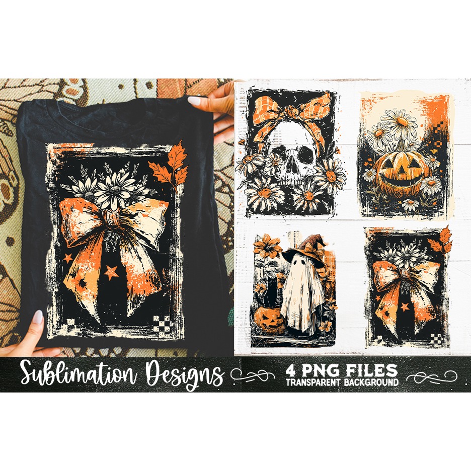 Vintage Halloween Distressed 4 PNG Retro Sublimation (10) 5