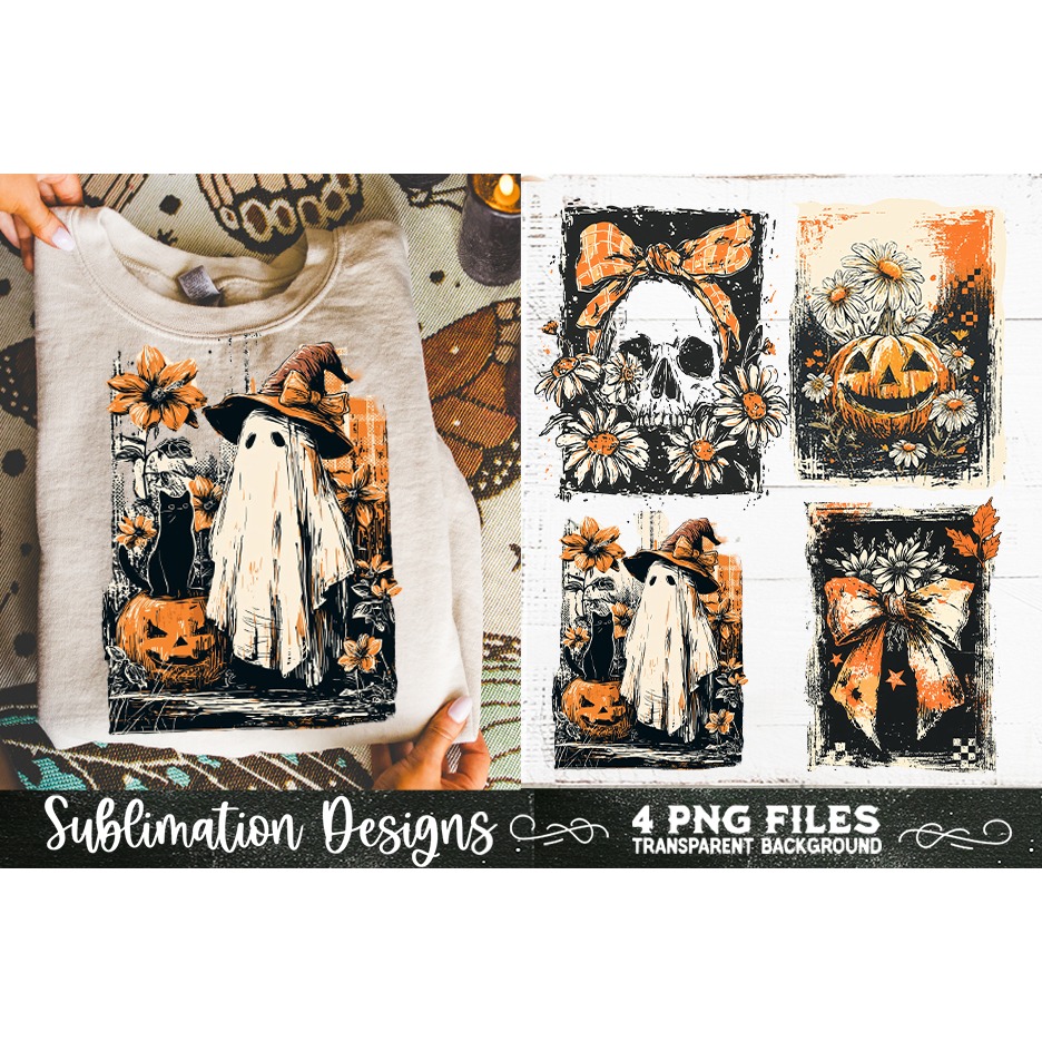 Vintage Halloween Distressed 4 PNG Retro Sublimation (10) 6