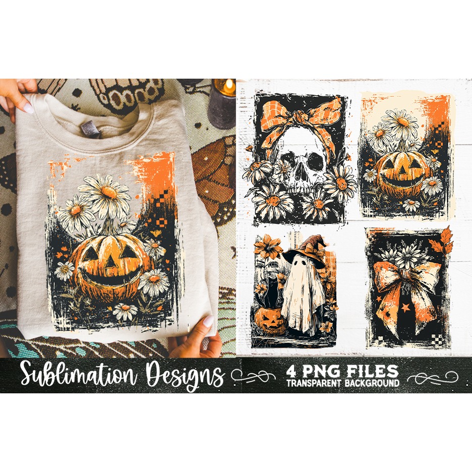 Vintage Halloween Distressed 4 PNG Retro Sublimation (10) 7