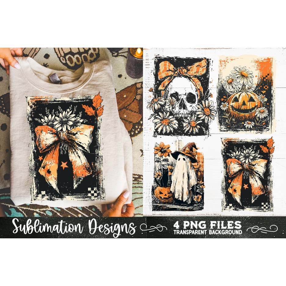 Vintage Halloween Distressed 4 PNG Retro Sublimation (10) 8