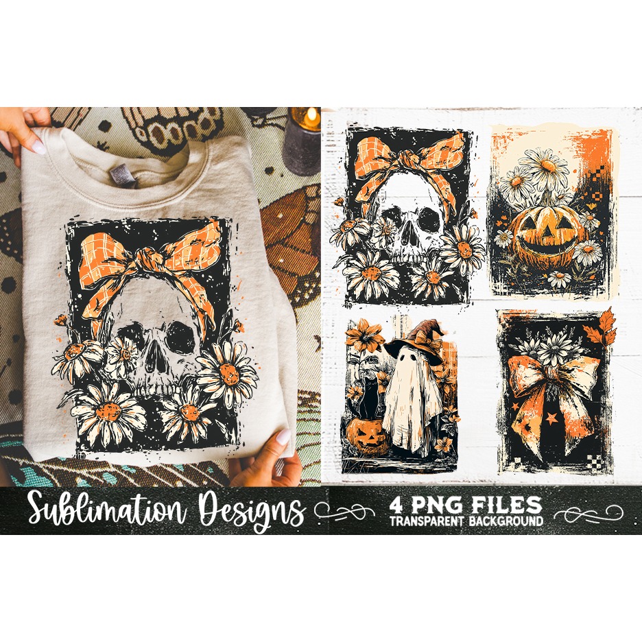 Vintage Halloween Distressed 4 PNG Retro Sublimation (10) 9