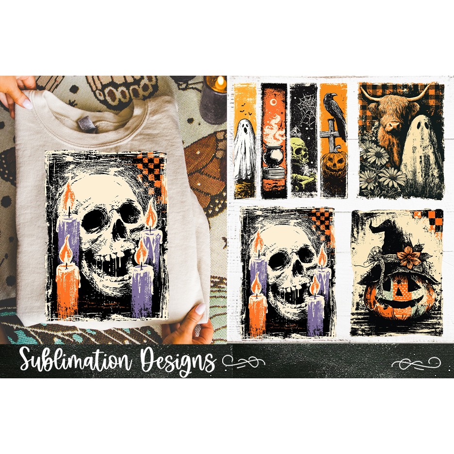 Vintage Halloween Distressed 4 PNG Retro Sublimation (2) 2