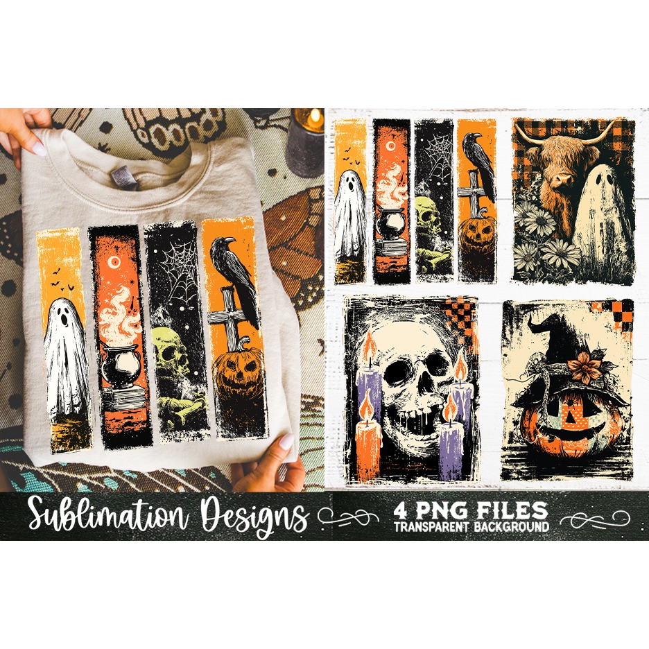 Vintage Halloween Distressed 4 PNG Retro Sublimation (2) 3