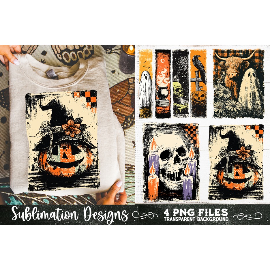 Vintage Halloween Distressed 4 PNG Retro Sublimation (2) 5