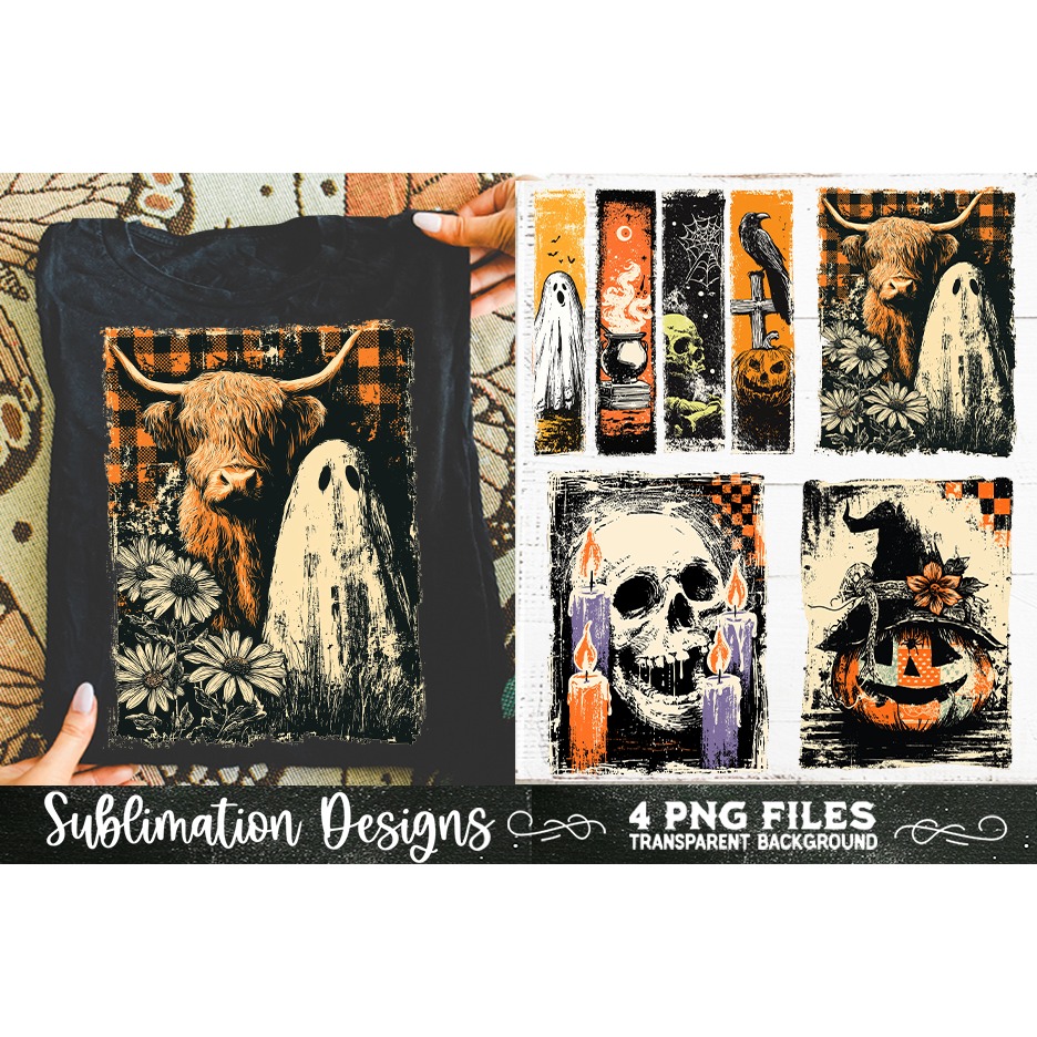 Vintage Halloween Distressed 4 PNG Retro Sublimation (2) 6