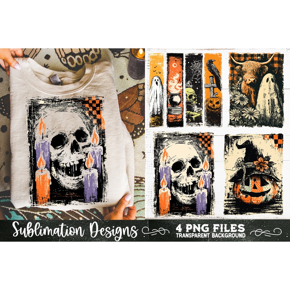 Vintage Halloween Distressed 4 PNG Retro Sublimation (2) 7
