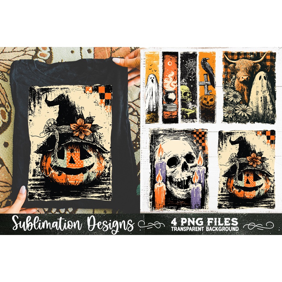 Vintage Halloween Distressed 4 PNG Retro Sublimation (2) 8
