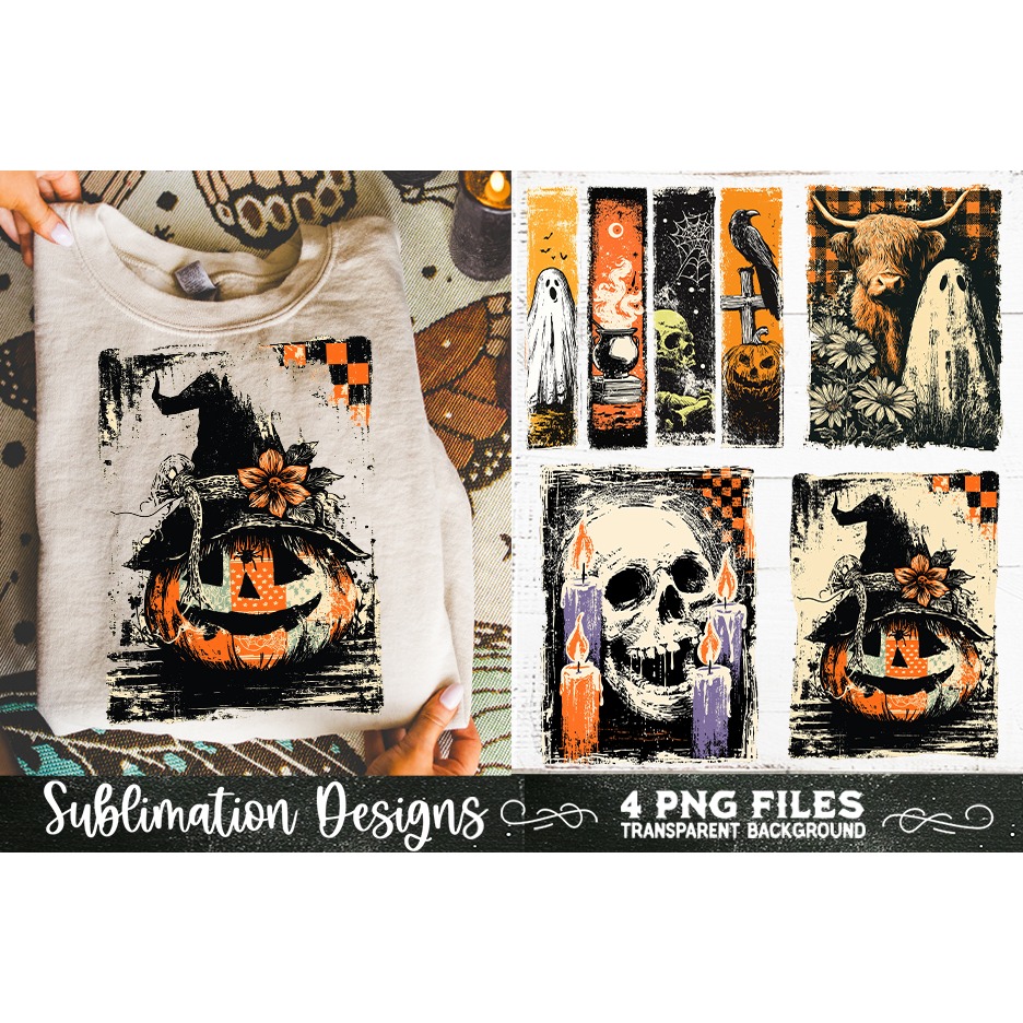 Vintage Halloween Distressed 4 PNG Retro Sublimation (2) 9