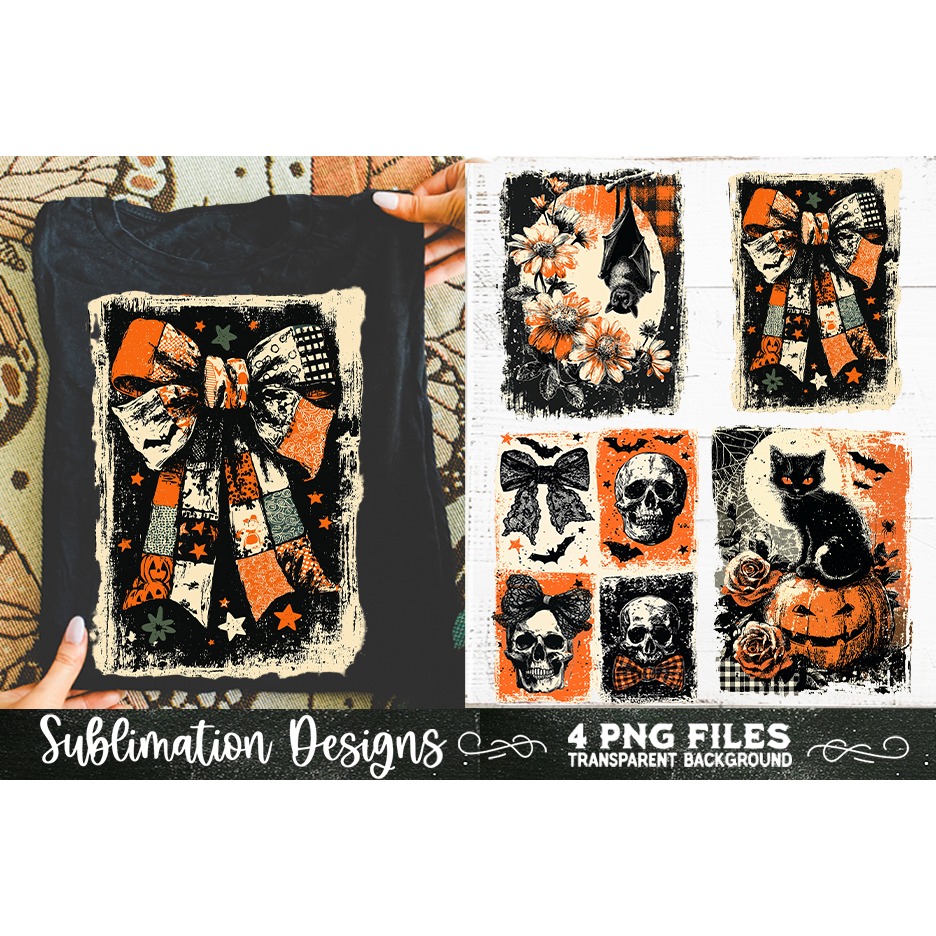 Vintage Halloween Distressed 4 PNG Retro Sublimation (3) 3