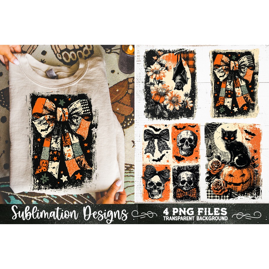 Vintage Halloween Distressed 4 PNG Retro Sublimation (3) 7