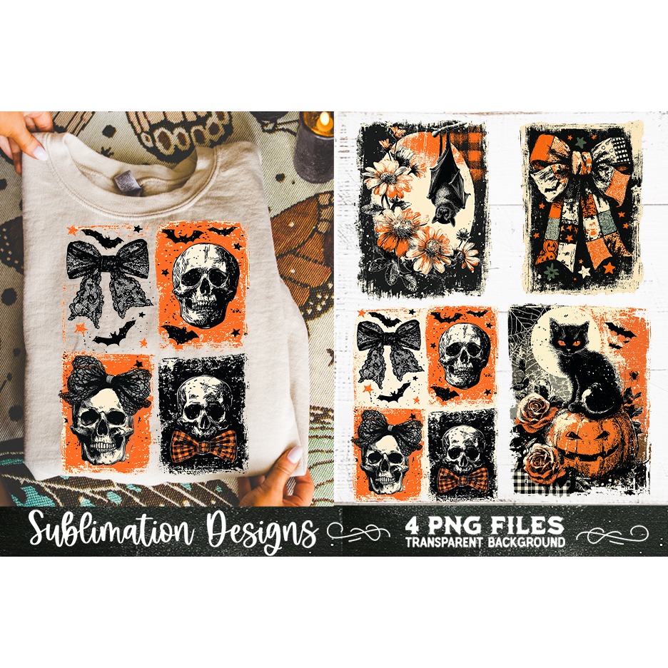 Vintage Halloween Distressed 4 PNG Retro Sublimation (3) 8