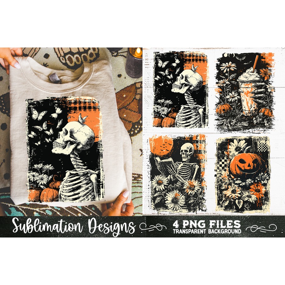 Vintage Halloween Distressed 4 PNG Retro Sublimation (4) 2
