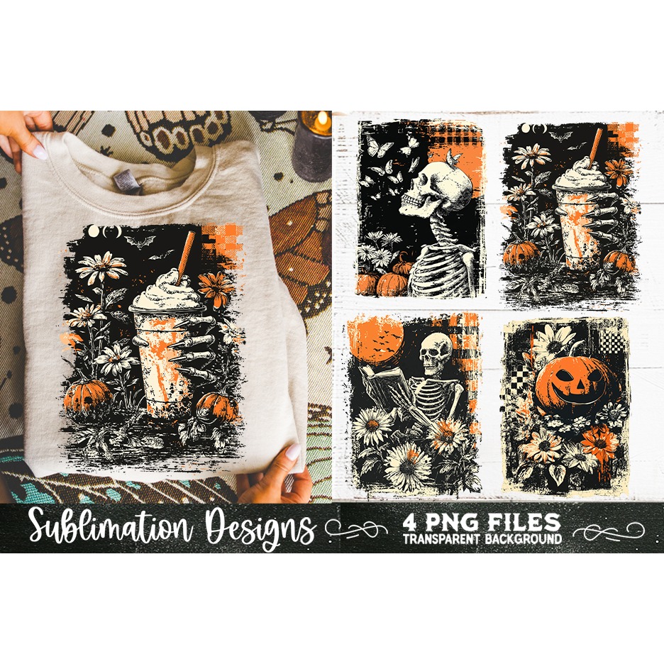 Vintage Halloween Distressed 4 PNG Retro Sublimation (4) 3