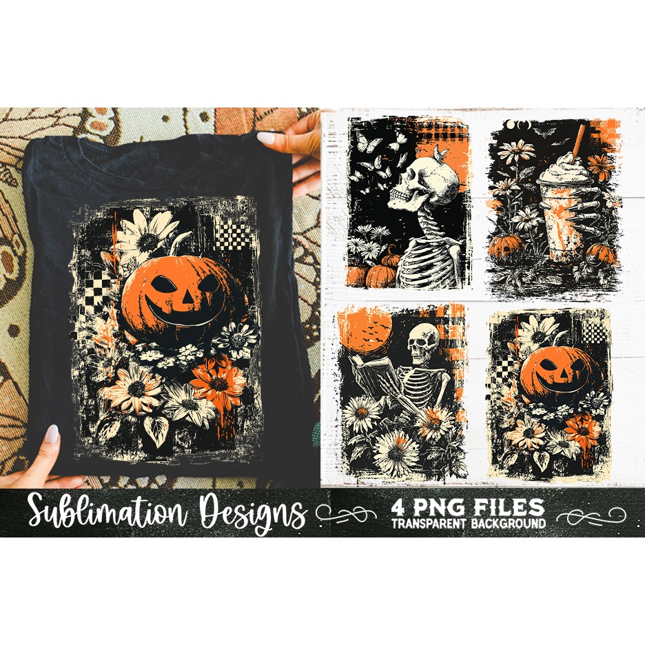 Vintage Halloween Distressed 4 PNG Retro Sublimation (4) 6