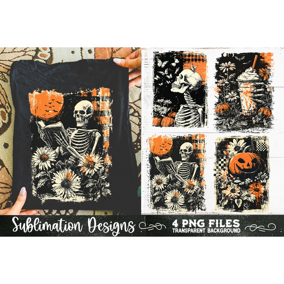 Vintage Halloween Distressed 4 PNG Retro Sublimation (4) 7