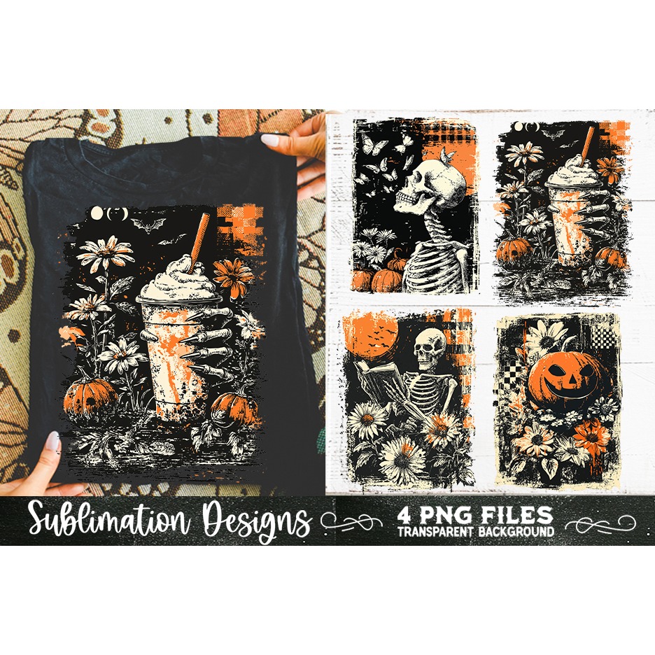 Vintage Halloween Distressed 4 PNG Retro Sublimation (4) 8