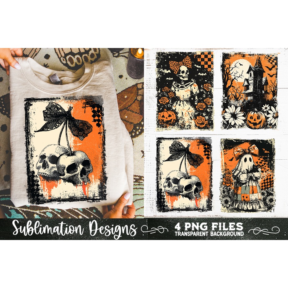 Vintage Halloween Distressed 4 PNG Retro Sublimation 6