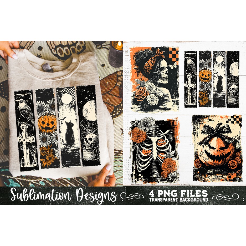 Vintage Halloween Distressed 4 PNG Retro Sublimation (5) 3