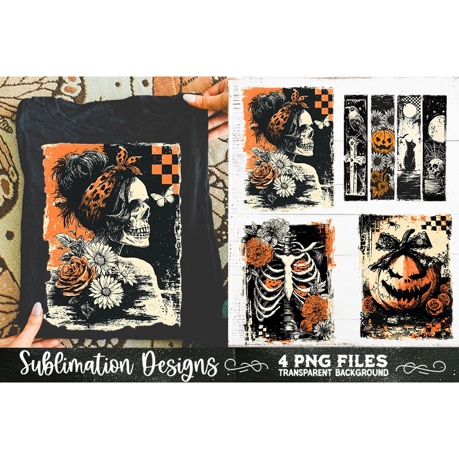 Vintage Halloween Distressed 4 PNG Retro Sublimation (5) 5