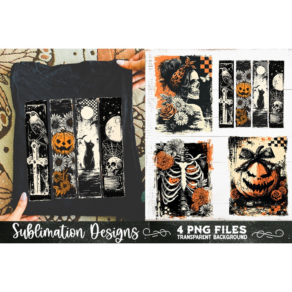 Vintage Halloween Distressed 4 PNG Retro Sublimation (5) 7
