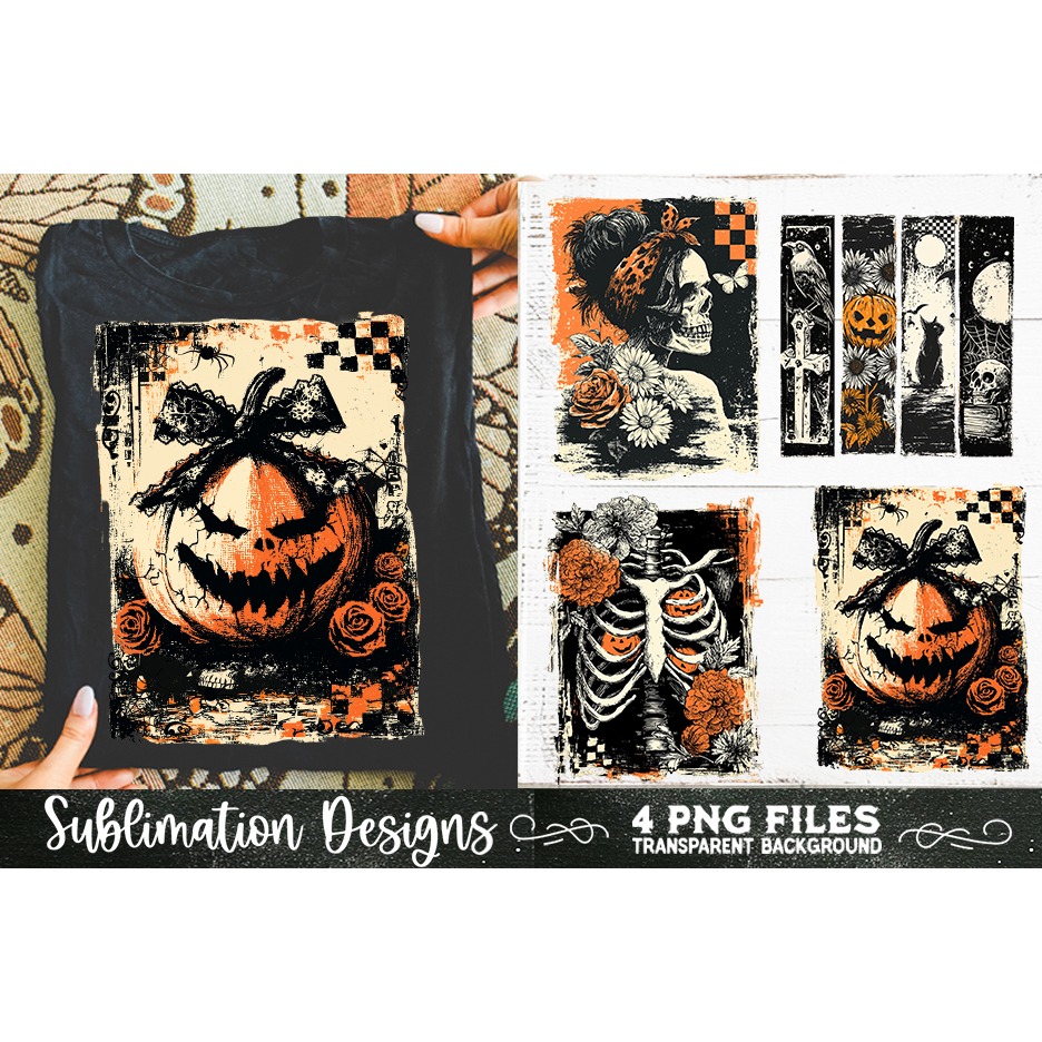 Vintage Halloween Distressed 4 PNG Retro Sublimation (5) 8