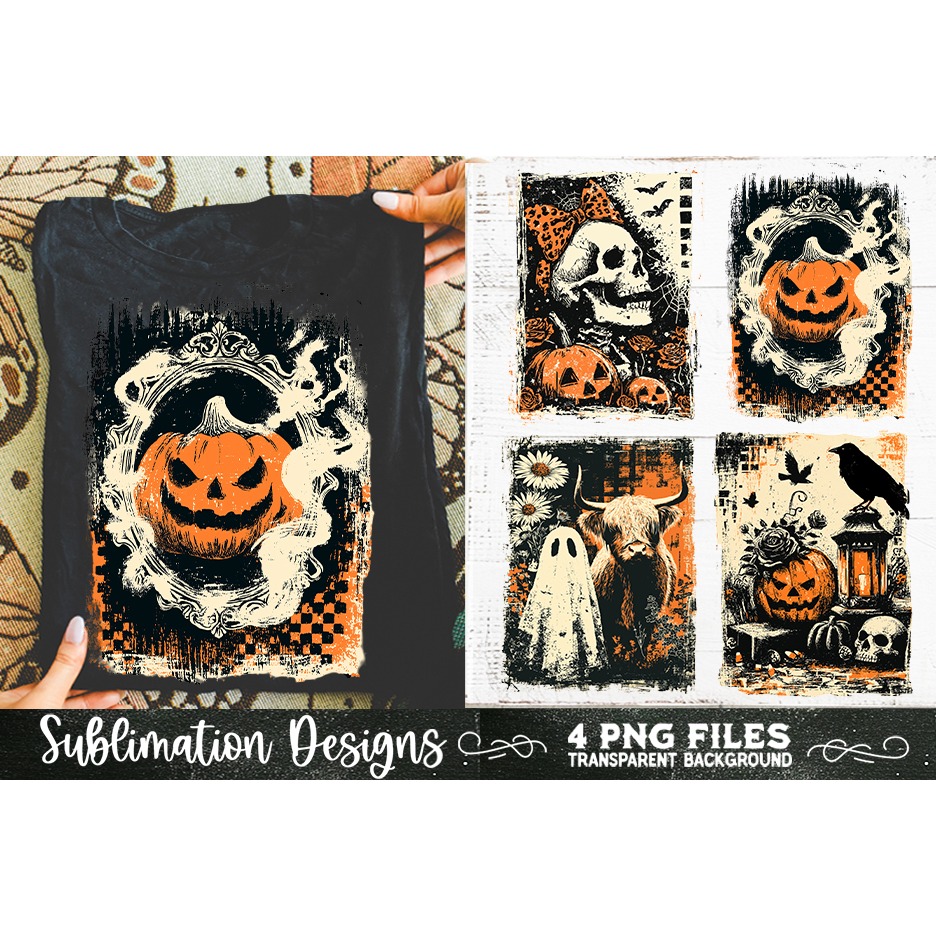 Vintage Halloween Distressed 4 PNG Retro Sublimation (6) 3