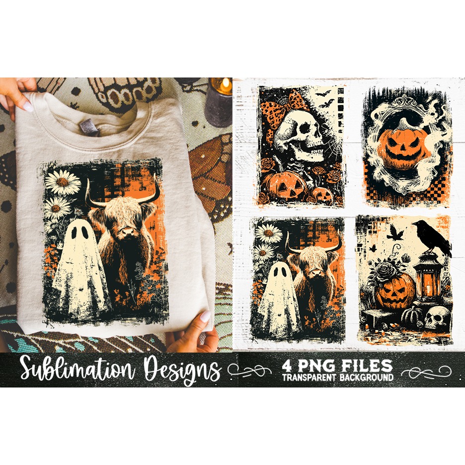 Vintage Halloween Distressed 4 PNG Retro Sublimation (6) 6